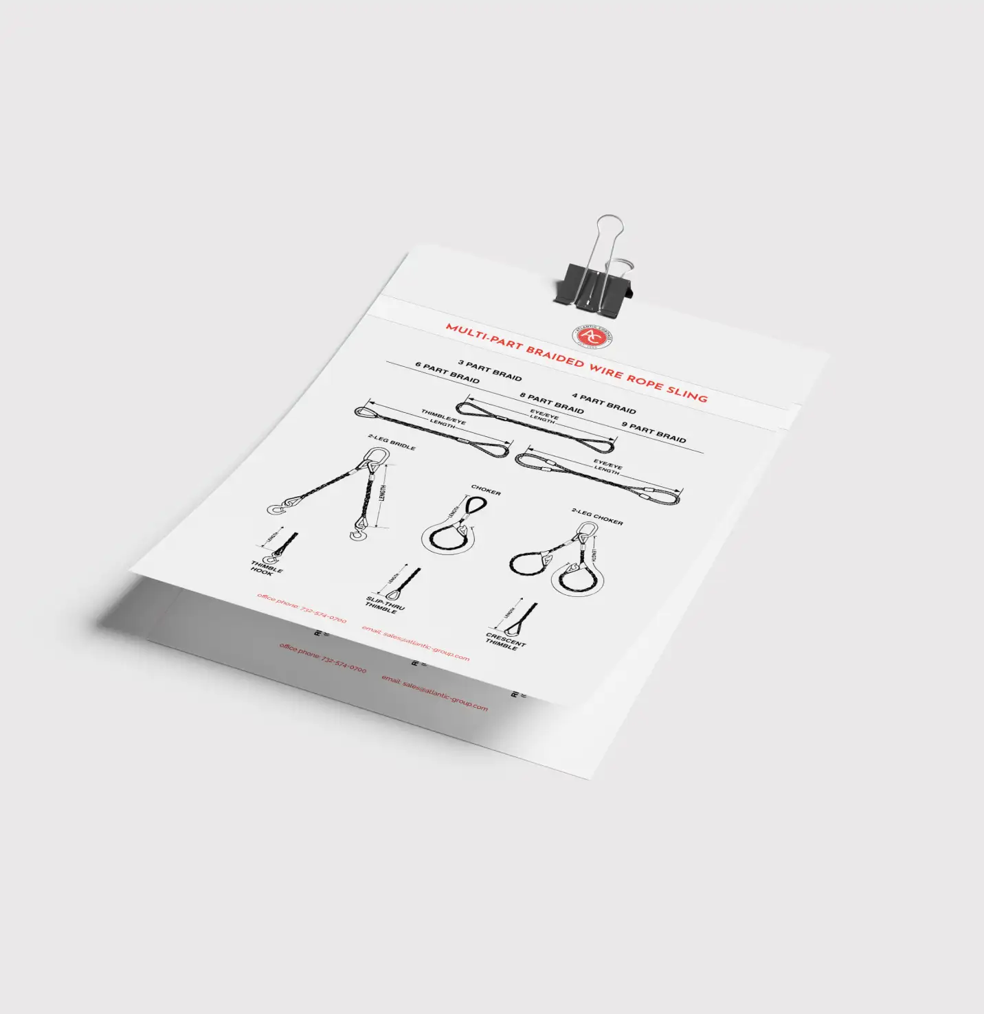 Atlantic Cordage wire rope sling spec sheet