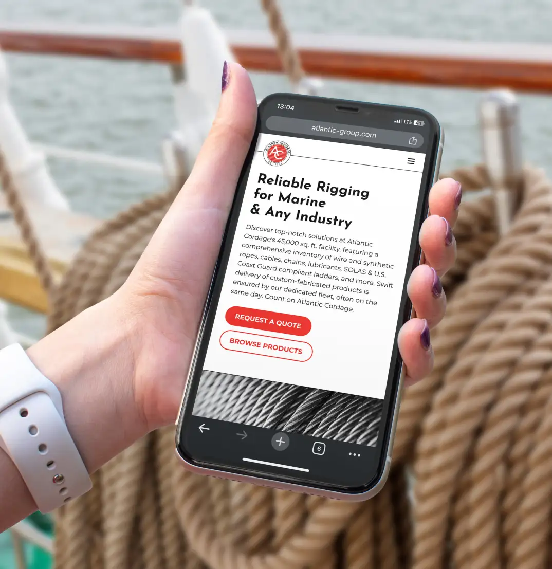 Atlantic Cordage site on mobile