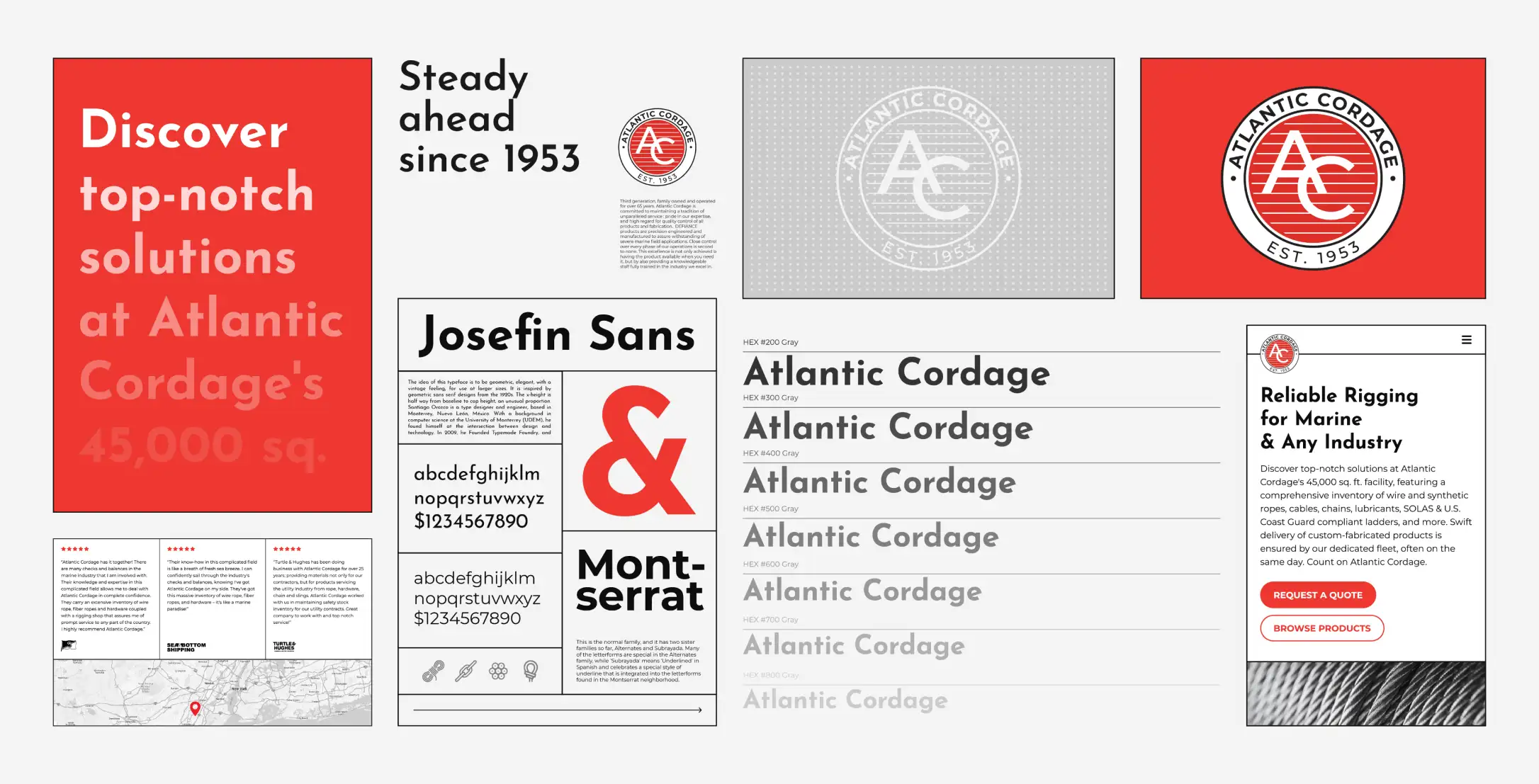 Atlantic Cordage brand identity system: type, color, logo lockups